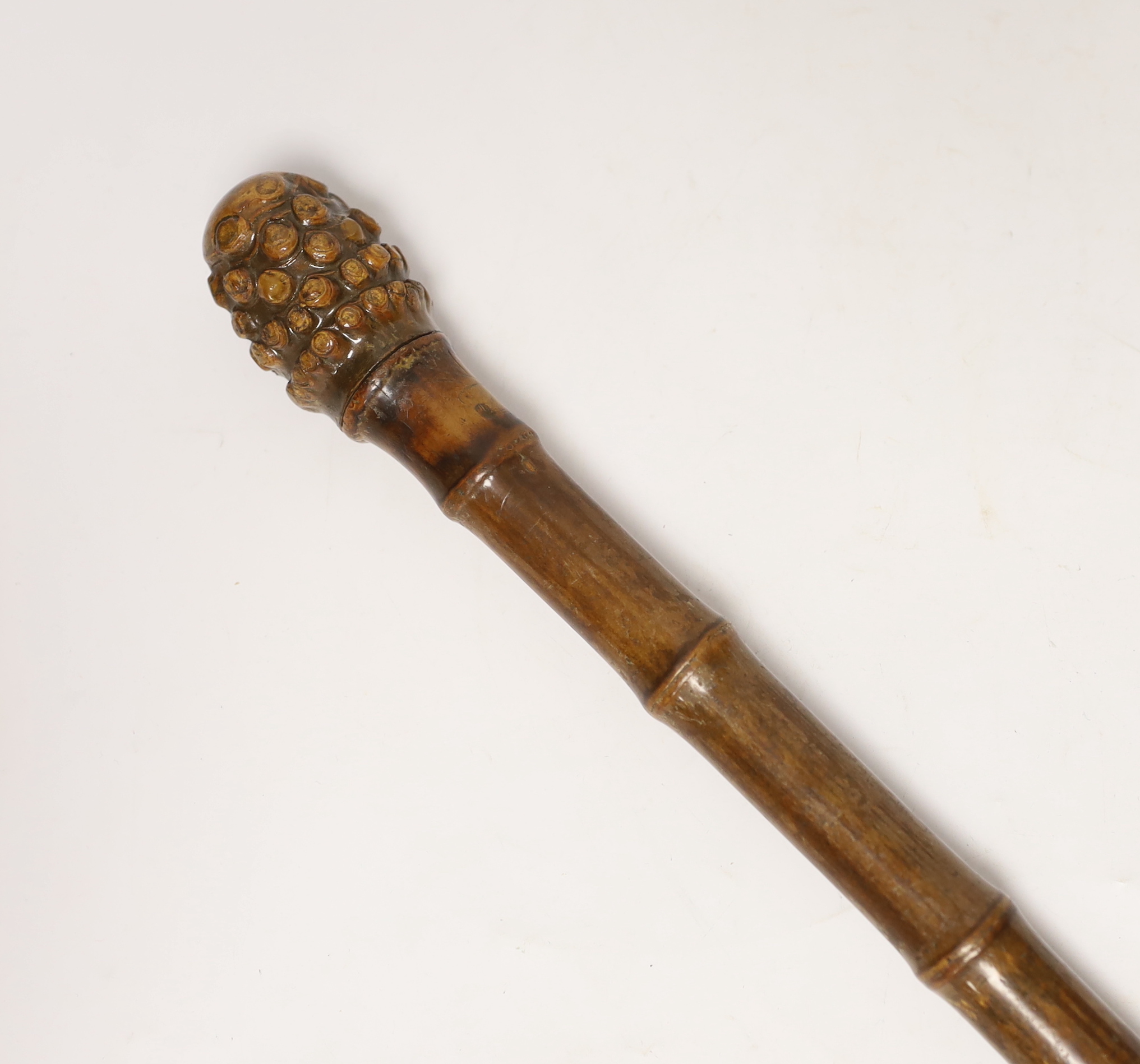 A Victorian bamboo horse measuring walking cane, 92cm